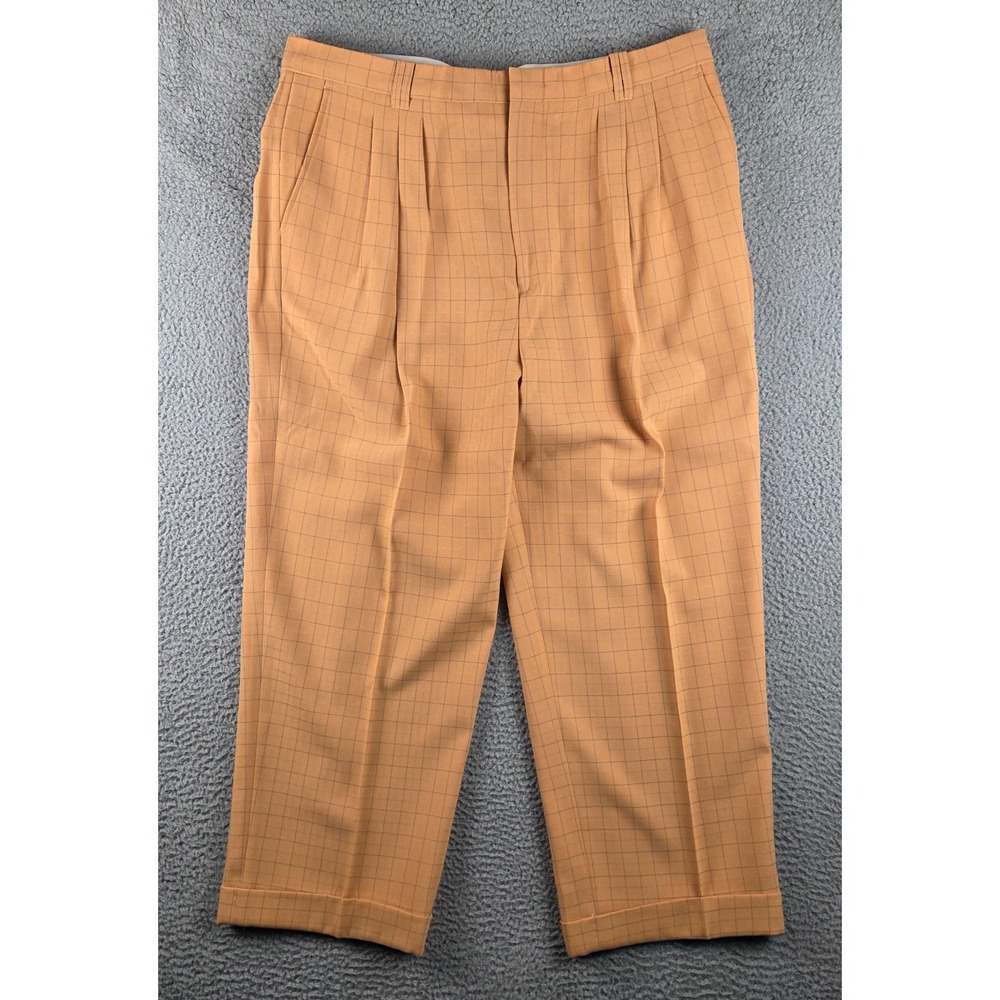 Smokey Joe's‎ Dress Pants Mens 40x32 (40x28) Orange Pleated Cuffed Hipster Retro